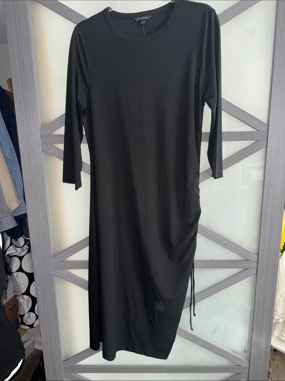 NWT Banana Republic Black Ruched Midi Dress L